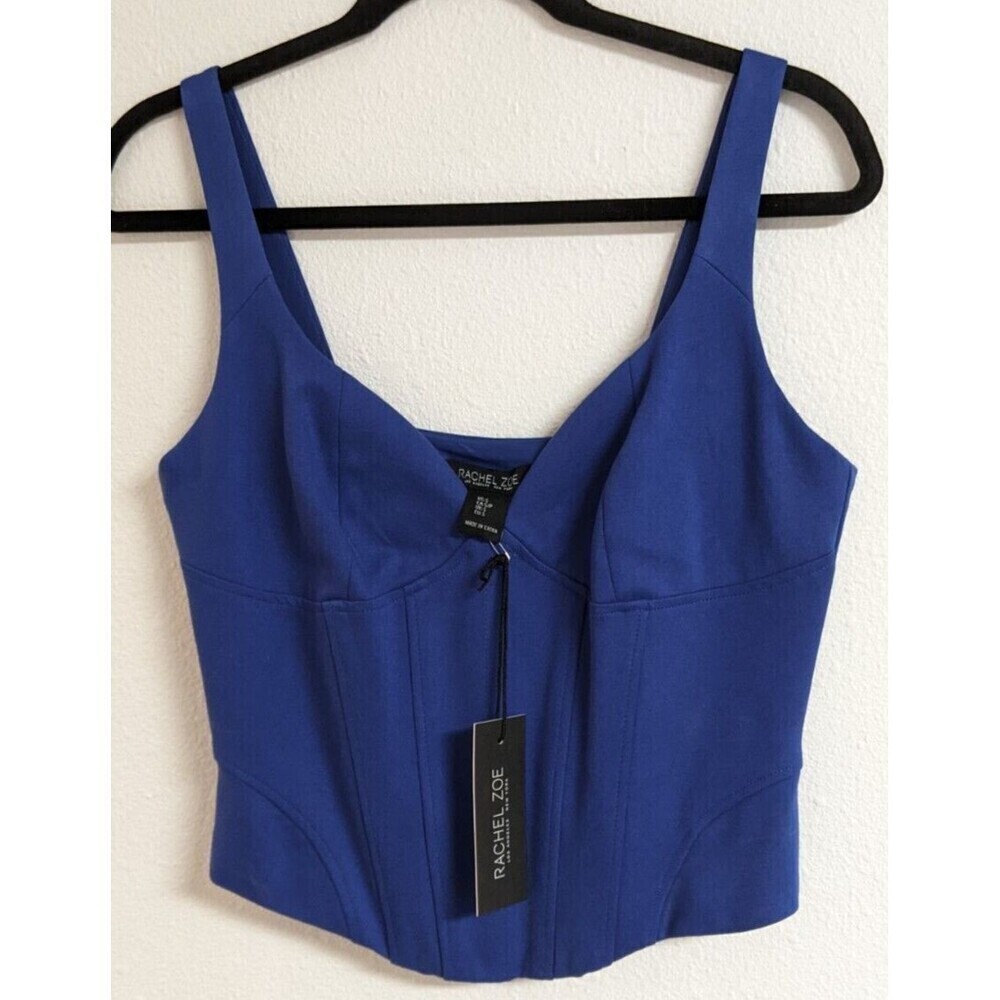 NWT~Women's RACHEL ROY Royal Blue Viscose Blend Pullover Corset Top SM - Picture 2 of 7